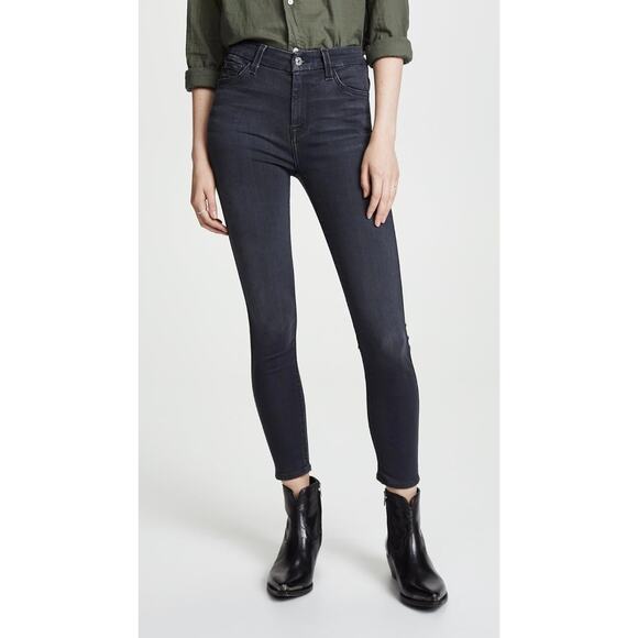 7 For All Mankind Women's High Rise Skinny Fit Ankle Jeans in evening gray SZ 24 - Picture 1 of 14